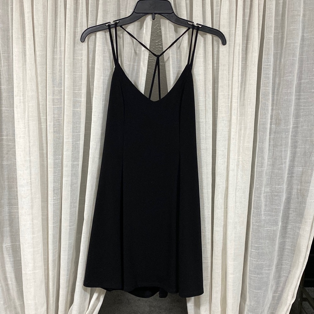Crisscross Back Black Dress